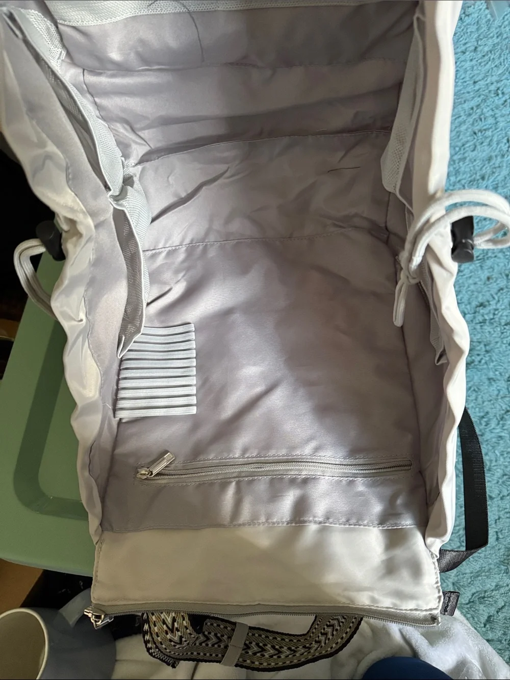 Emma & Kate Light Gray Women's Backpack Tote with Patterned Straps